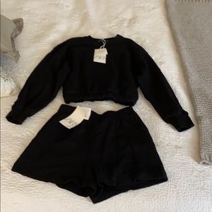 Zara sweatshirt and sweat shorts